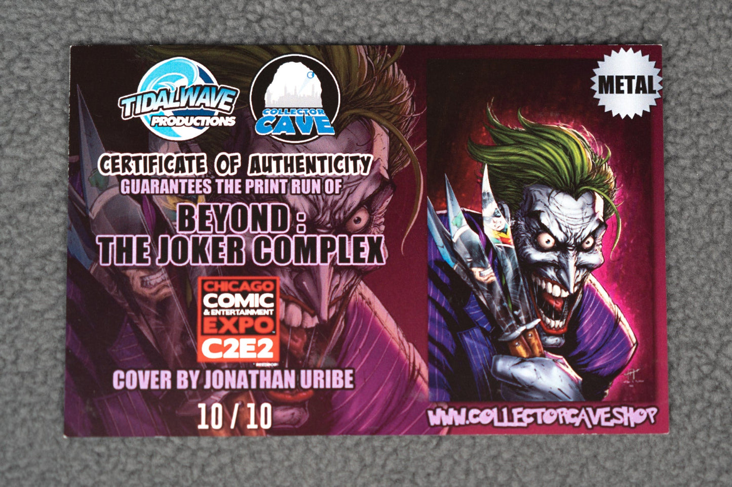 Beyond: The Joker Complex 1 – Jonathan Uribe Metal Variant – Collector's Cave Exclusive – Print Run 10 | Meyer’s Parrot Comics