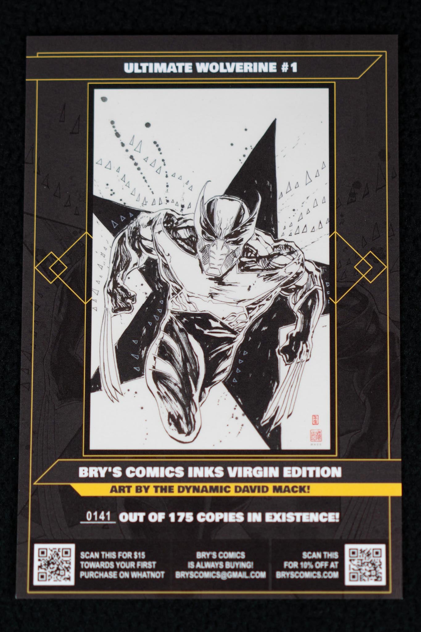 Ultimate Wolverine #1 – David Mack – Black & White Variant – Print Run 175