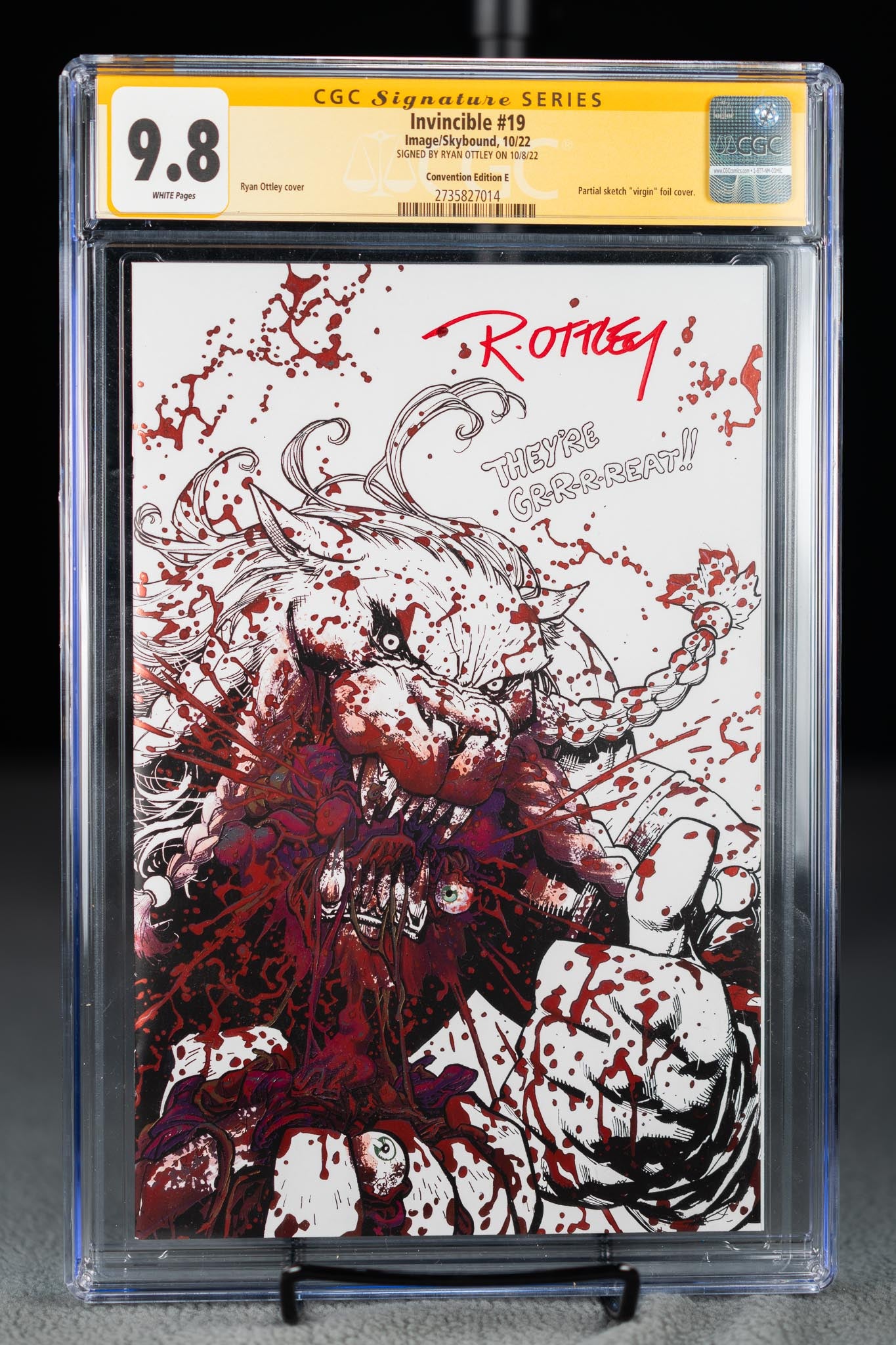 Invincible #19 – Ryan Ottley – Blood Splash Foil Sketch – NYCC Exclusive – Print Run 125 – CGC 9.8 SS Cover E