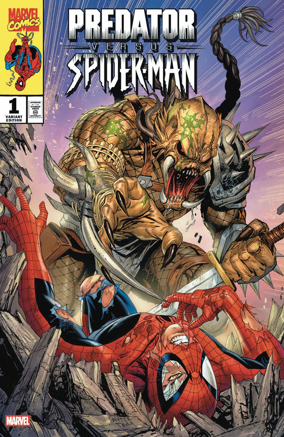 Predator vs Spider - Man 1 – Tyler Kirkham – Trade Dress Variant – Collector’s Cave Exclusive | Meyer’s Parrot Comics