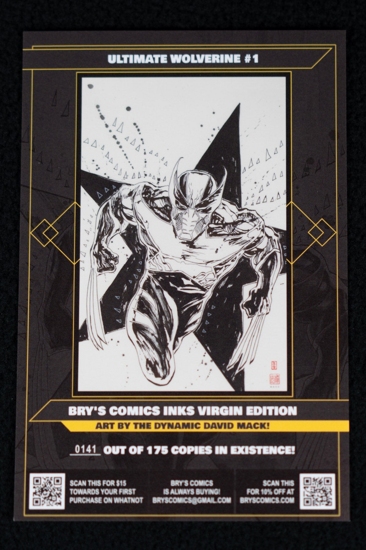 Ultimate Wolverine 1 – David Mack – Black & White Variant – Print Run 175 | Meyer’s Parrot Comics